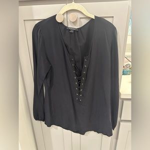 Acrobat - Women’s Black Lace-Up Blouse